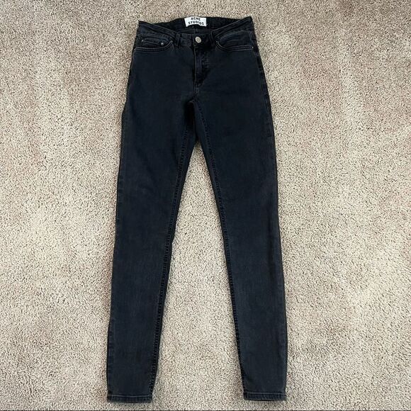 ACNE Studios Skin 5 Used Black Low Rise Skinny Leg Stretch Denim Jeans 25 - Picture 1 of 6